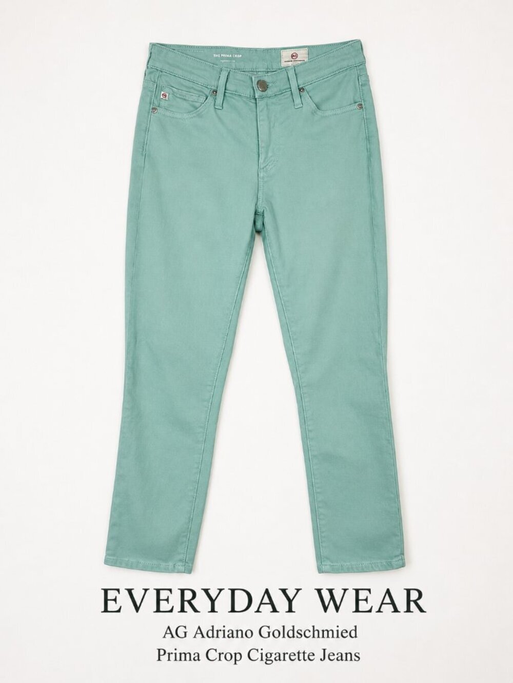 AG Prima Crop Cigarette Jeans Mint Green Stretch Denim 24